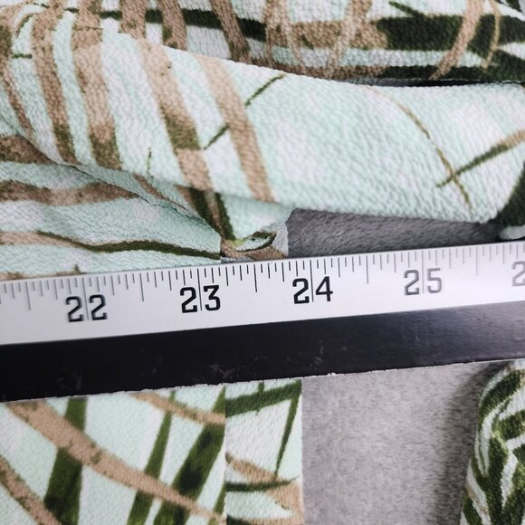 Womens Investments Tropical Leaf Print Blouse Shirt Button Up Roll Tab Sleeve XL - Picture 10 of 12